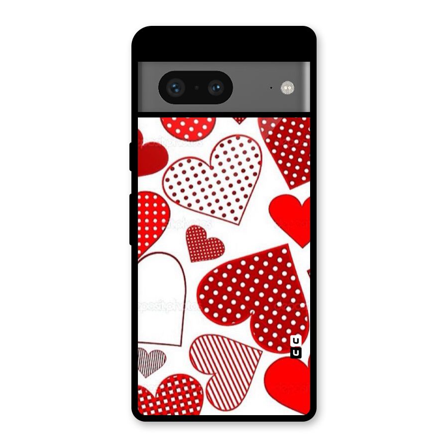 Style Hearts Glass Back Case for Google Pixel 7