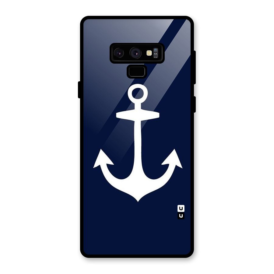 Stylish Anchor Design Glass Back Case for Galaxy Note 9