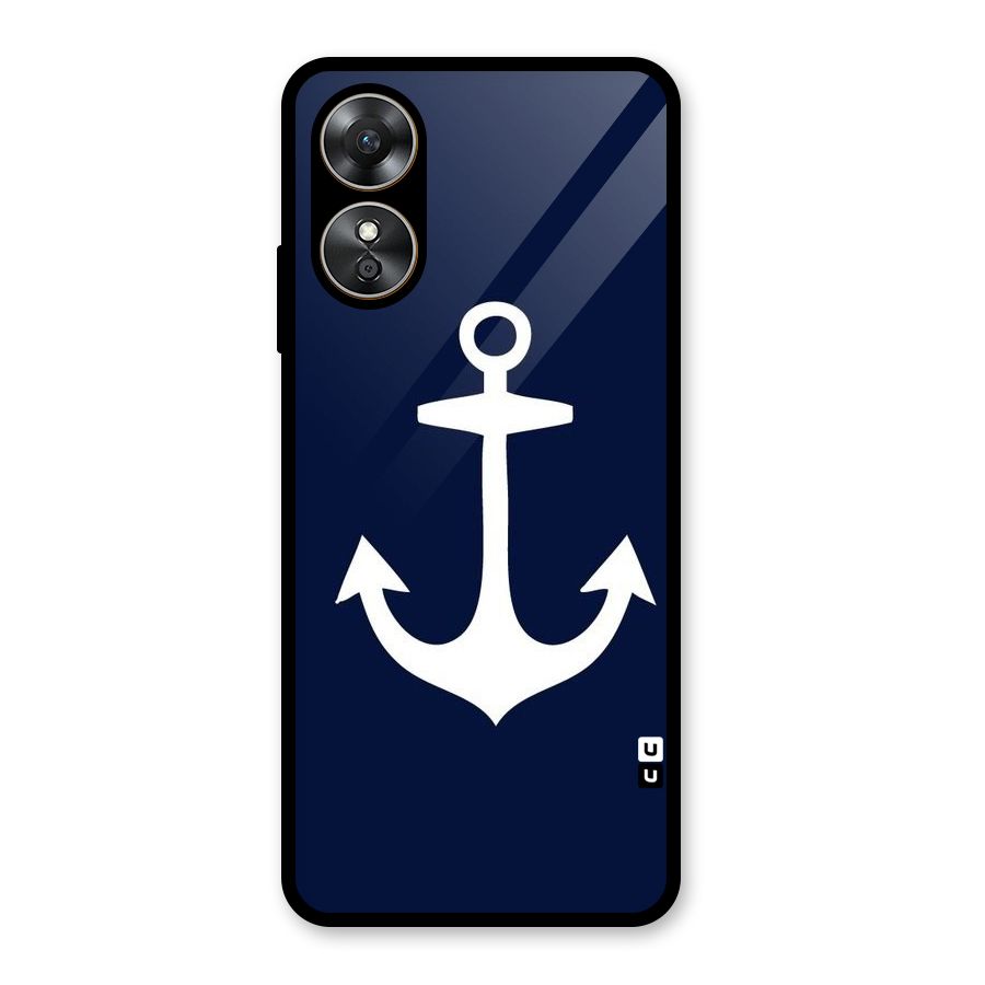 Stylish Anchor Design Glass Back Case for Oppo A17