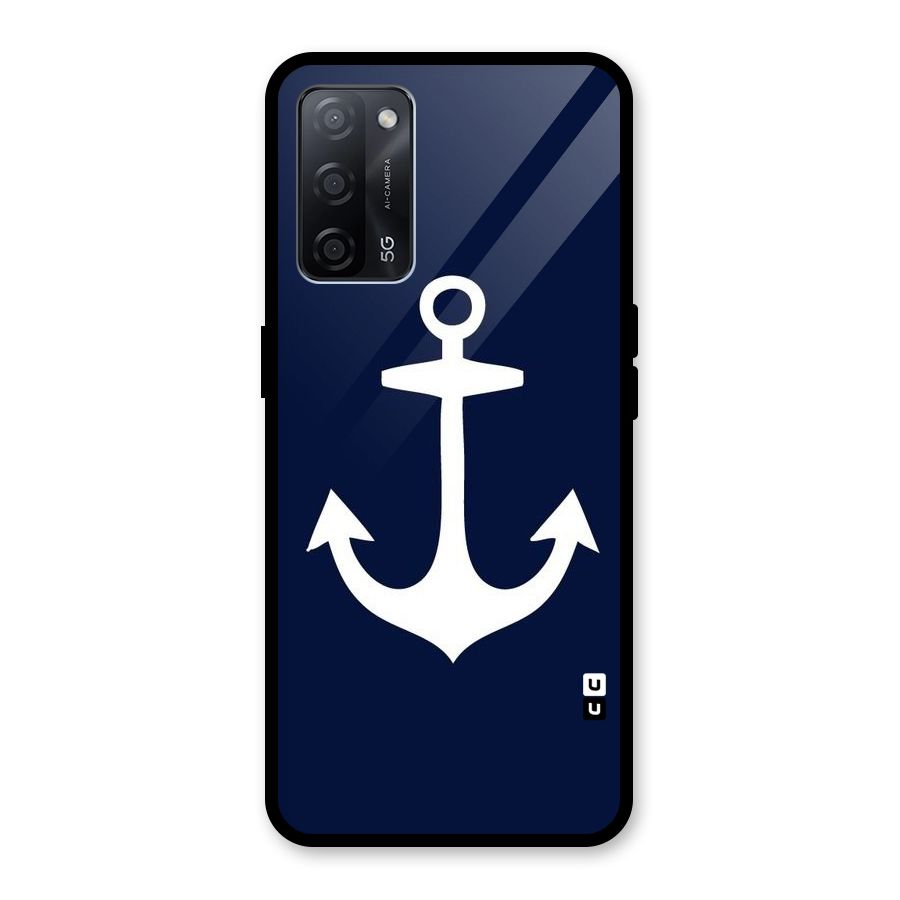 Stylish Anchor Design Glass Back Case for Oppo A53s 5G