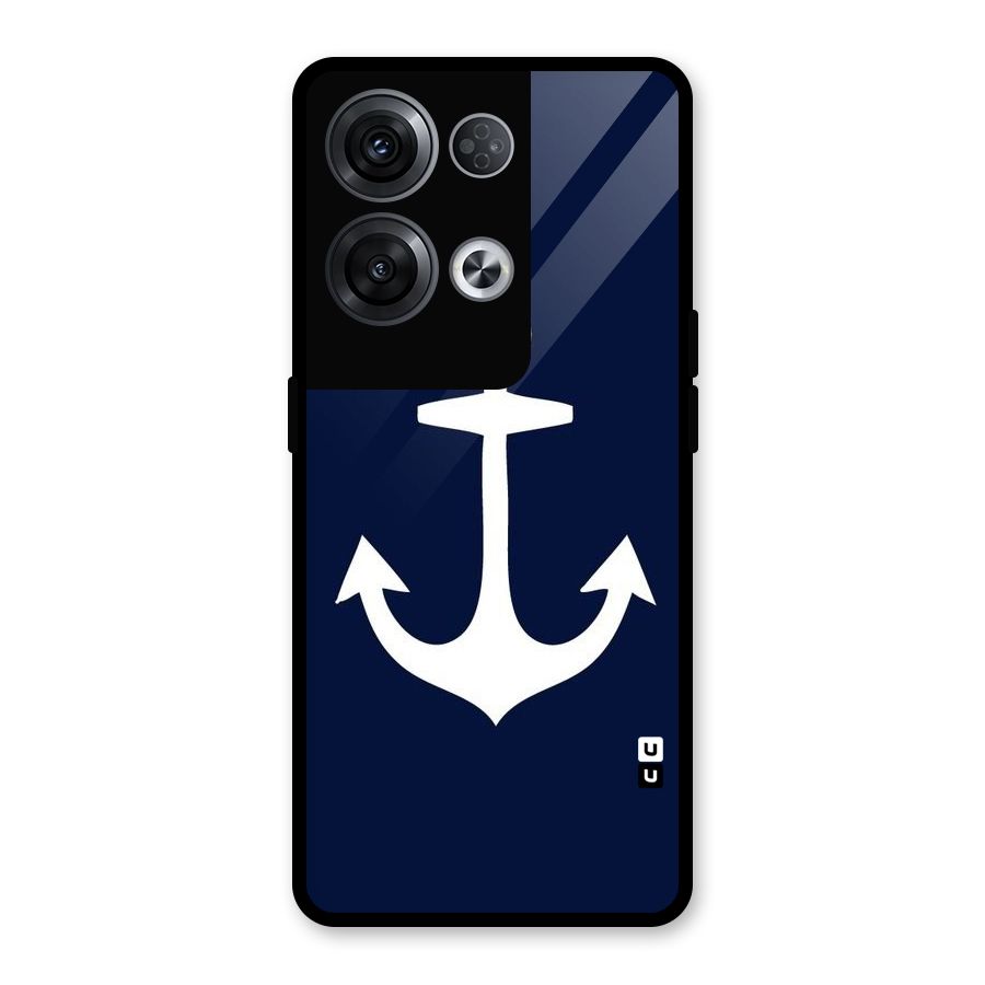 Stylish Anchor Design Glass Back Case for Oppo Reno8 Pro 5G