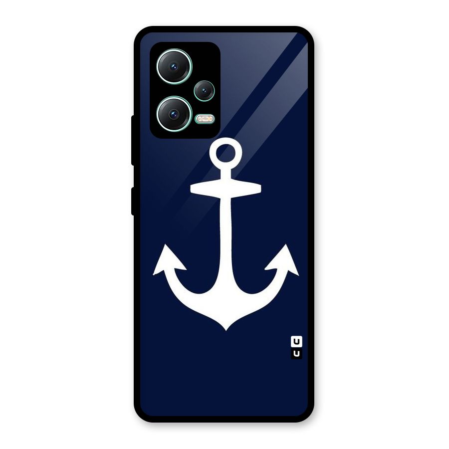 Stylish Anchor Design Glass Back Case for Redmi Note 12 5G