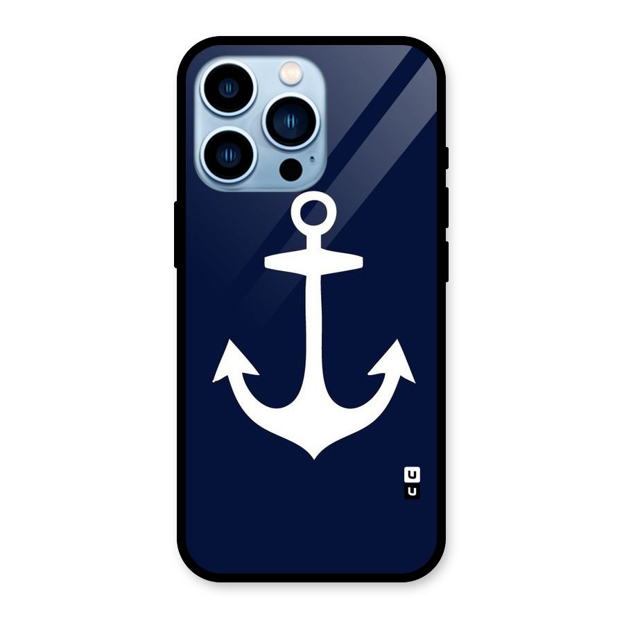 Stylish Anchor Design Glass Back Case for iPhone 13 Pro