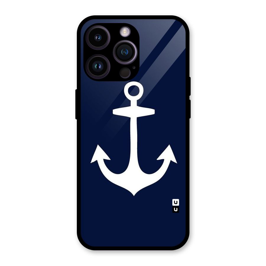 Stylish Anchor Design Glass Back Case for iPhone 14 Pro Max