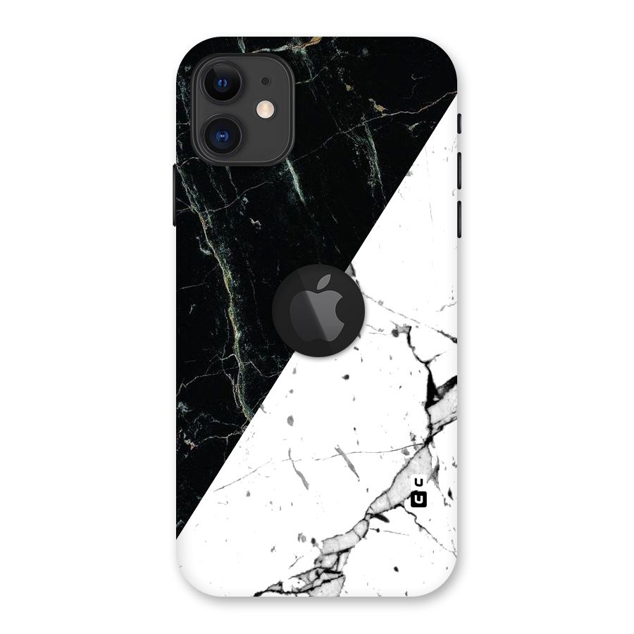 Stylish Diagonal Marble Back Case for iPhone 11 Logo Cut