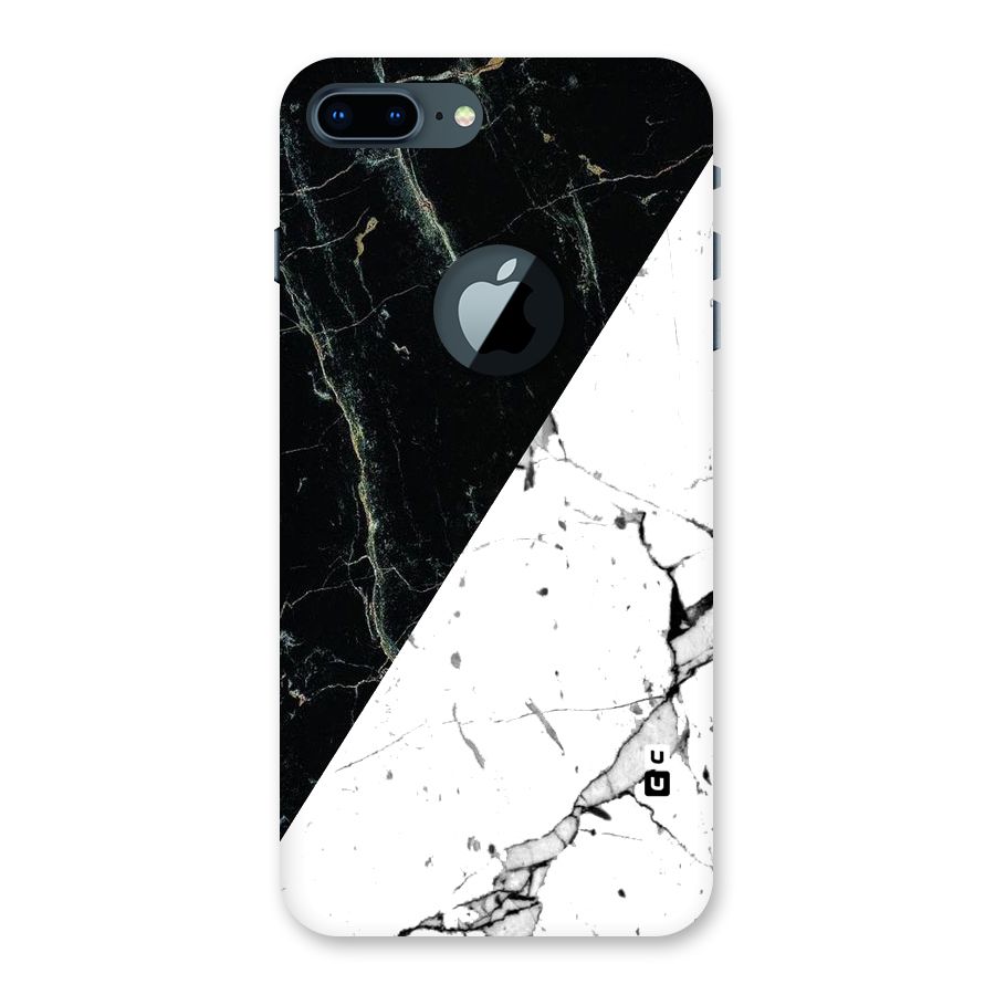 Stylish Diagonal Marble Back Case for iPhone 7 Plus Logo Cut