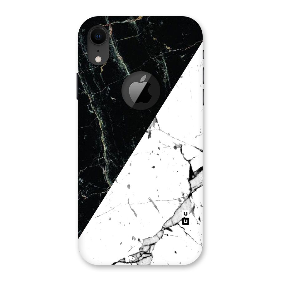 Stylish Diagonal Marble Back Case for iPhone XR Logo Cut