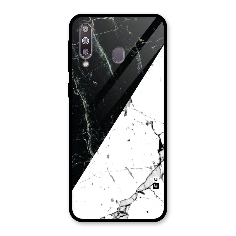 Stylish Diagonal Marble Glass Back Case for Galaxy M30