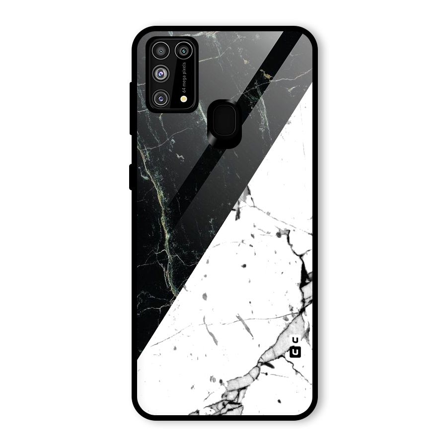 Stylish Diagonal Marble Glass Back Case for Galaxy M31