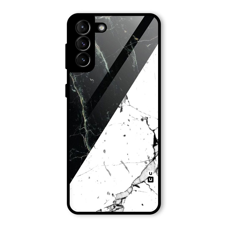 Stylish Diagonal Marble Glass Back Case for Galaxy S21 Plus