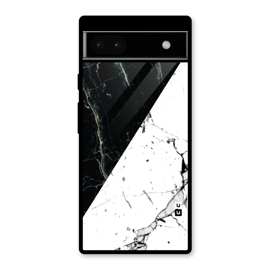 Stylish Diagonal Marble Glass Back Case for Google Pixel 6a