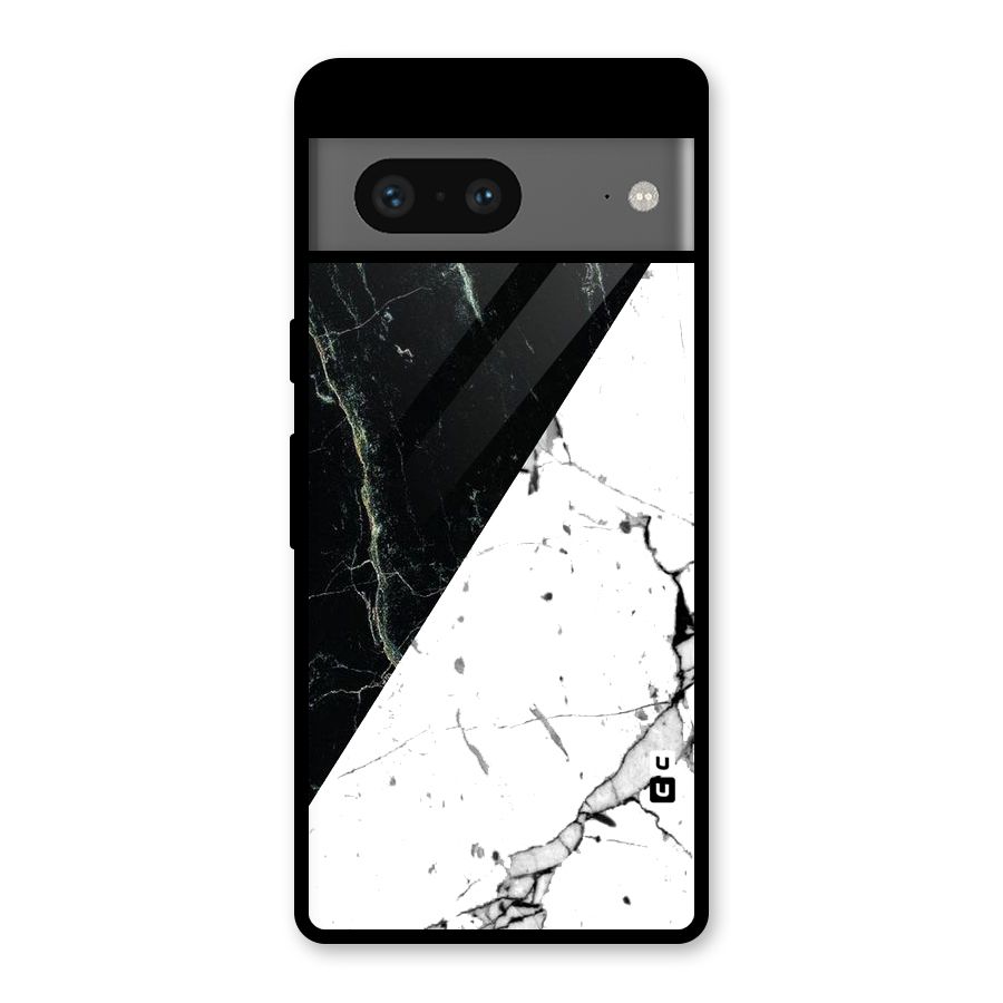 Stylish Diagonal Marble Glass Back Case for Google Pixel 7