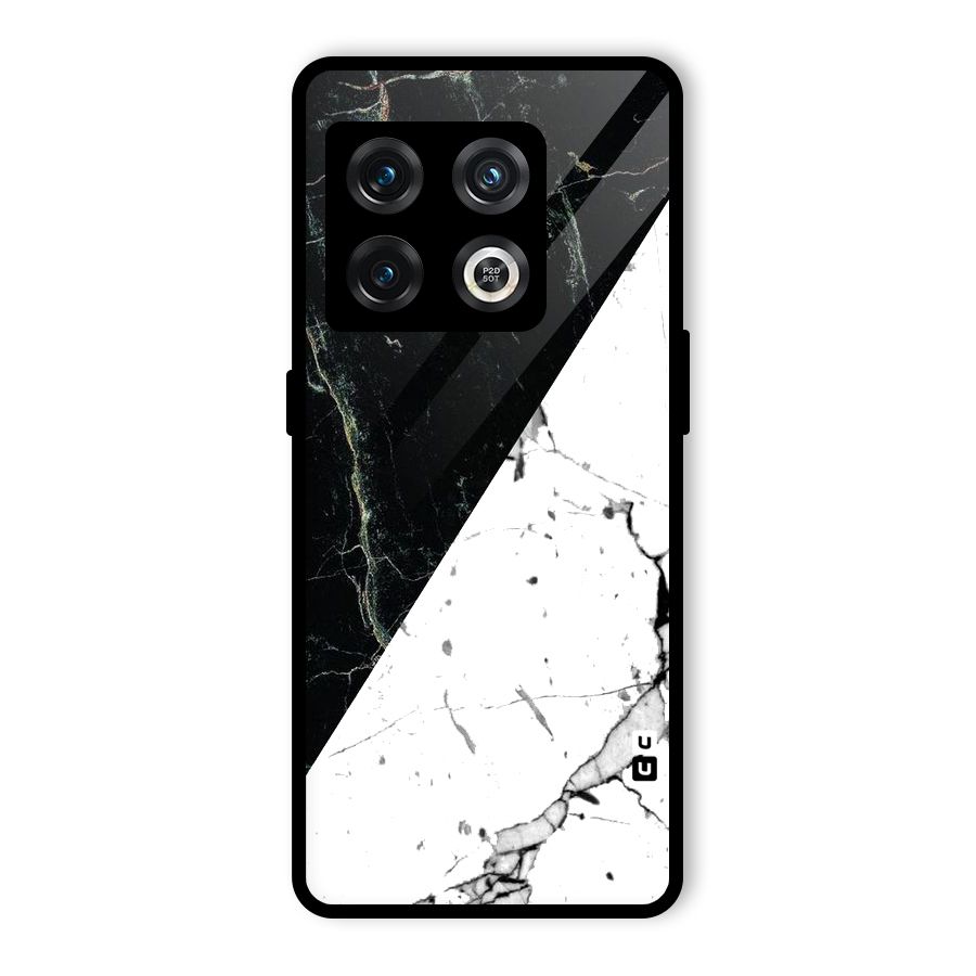 Stylish Diagonal Marble Glass Back Case for OnePlus 10 Pro 5G