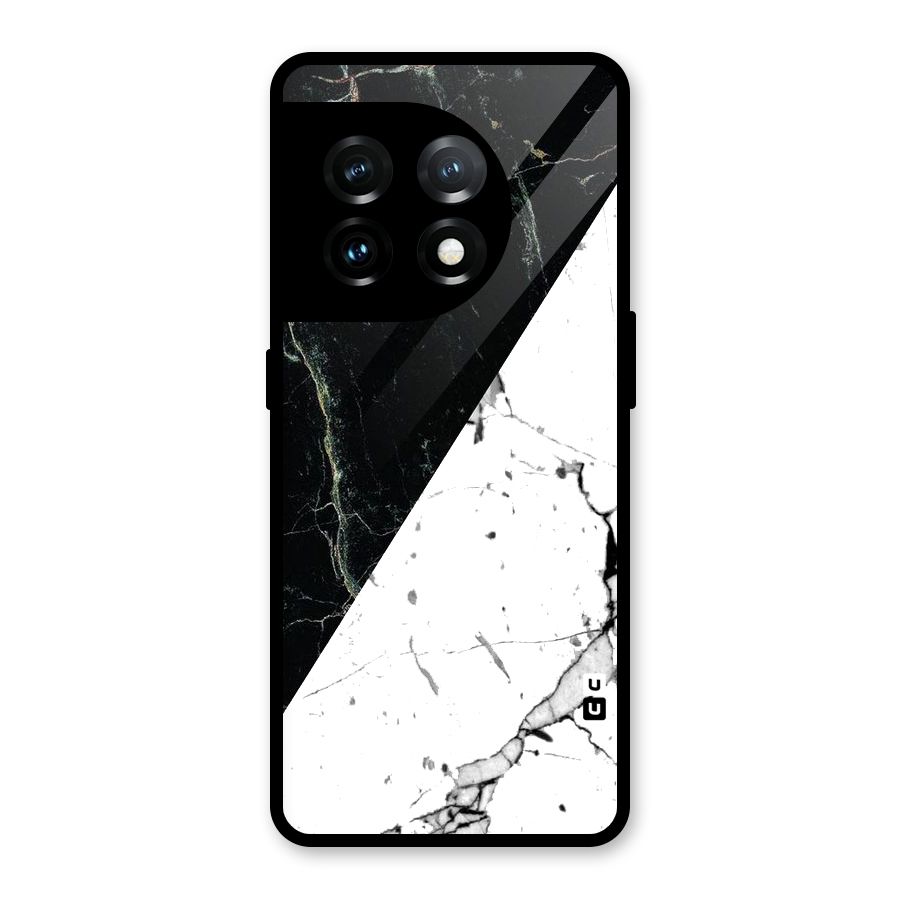 Stylish Diagonal Marble Glass Back Case for OnePlus 11