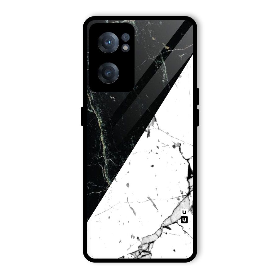 Stylish Diagonal Marble Glass Back Case for OnePlus Nord CE 2 5G
