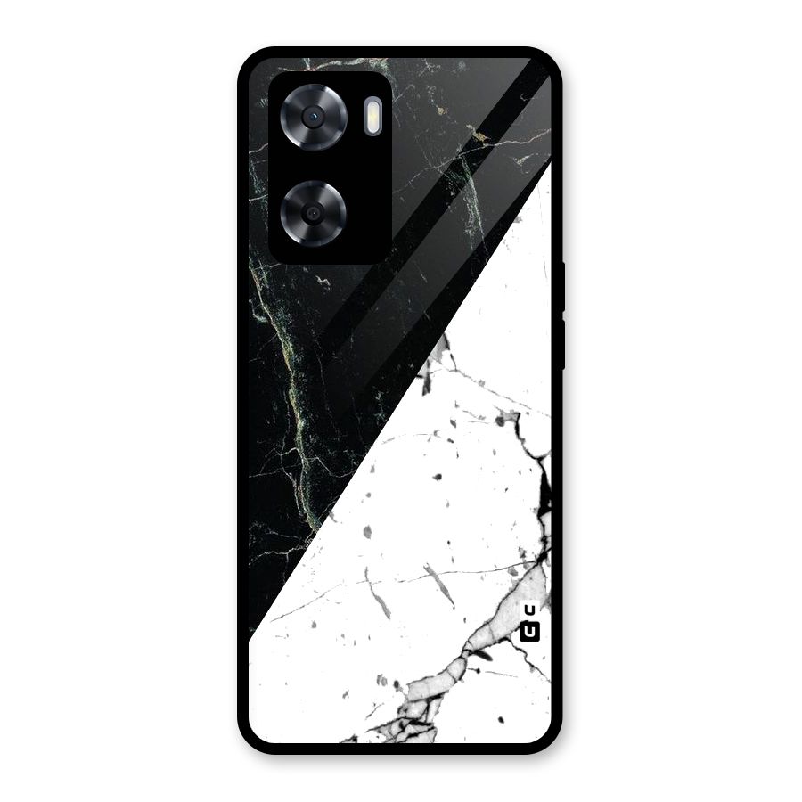 Stylish Diagonal Marble Glass Back Case for Oppo A57 2022