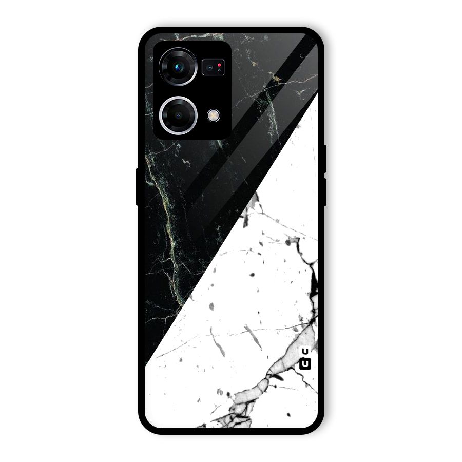 Stylish Diagonal Marble Glass Back Case for Oppo F21s Pro 4G