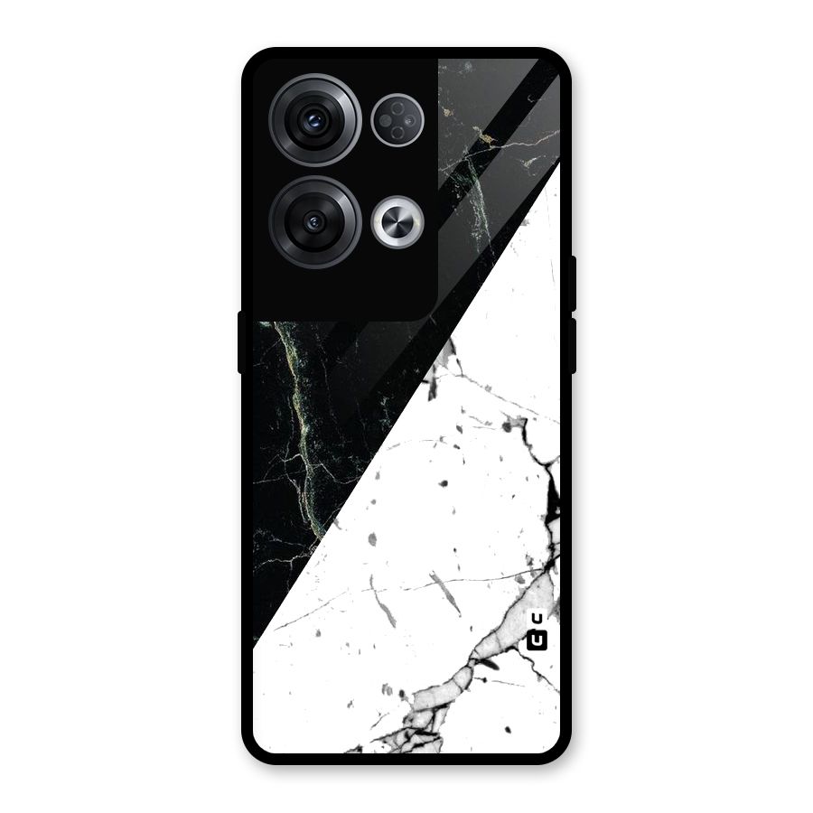 Stylish Diagonal Marble Glass Back Case for Oppo Reno8 Pro 5G