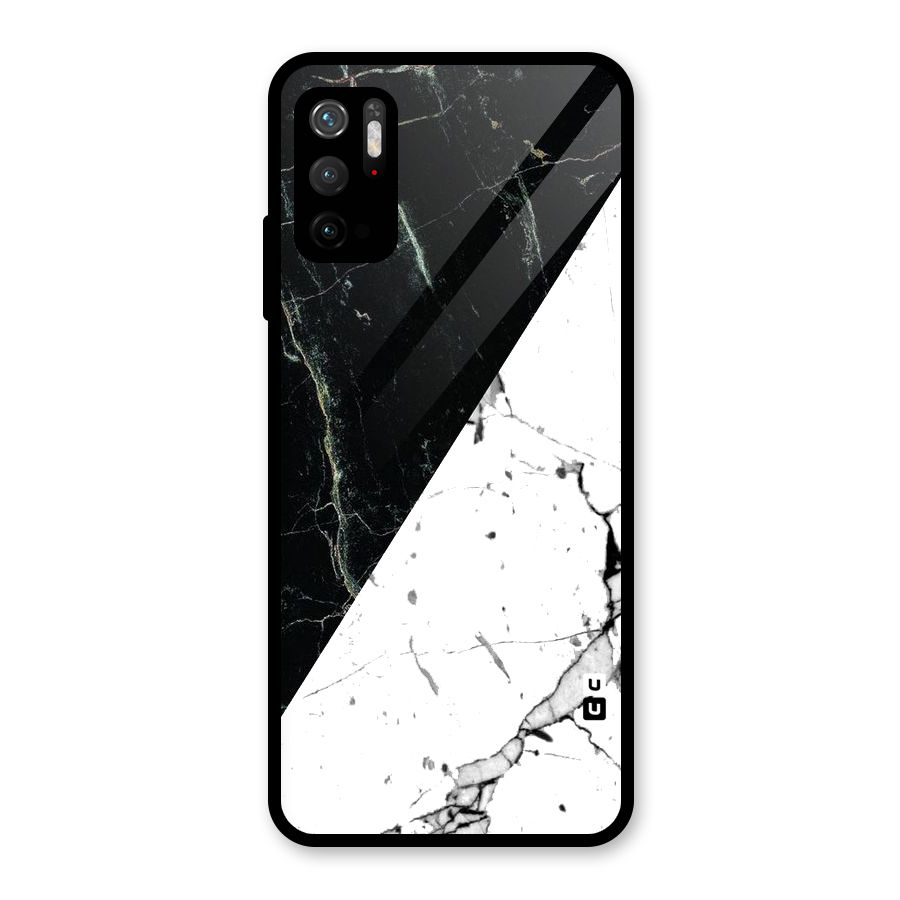 Stylish Diagonal Marble Glass Back Case for Poco M3 Pro 5G