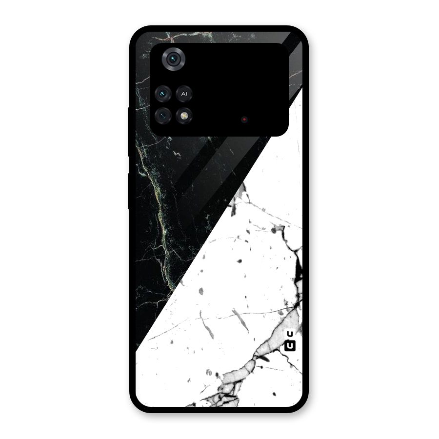 Stylish Diagonal Marble Glass Back Case for Poco M4 Pro 4G