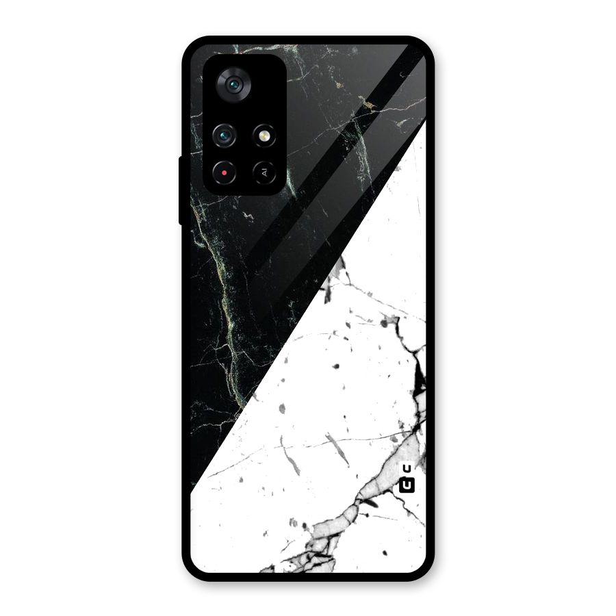 Stylish Diagonal Marble Glass Back Case for Poco M4 Pro 5G