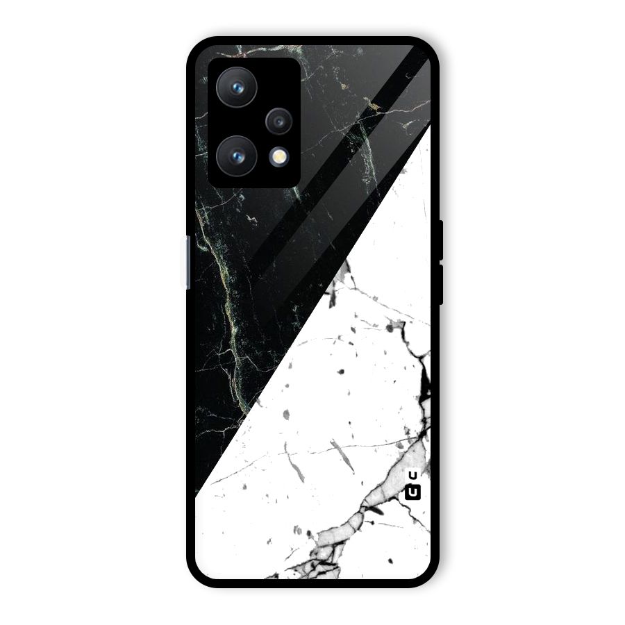 Stylish Diagonal Marble Glass Back Case for Realme 9 Pro 5G