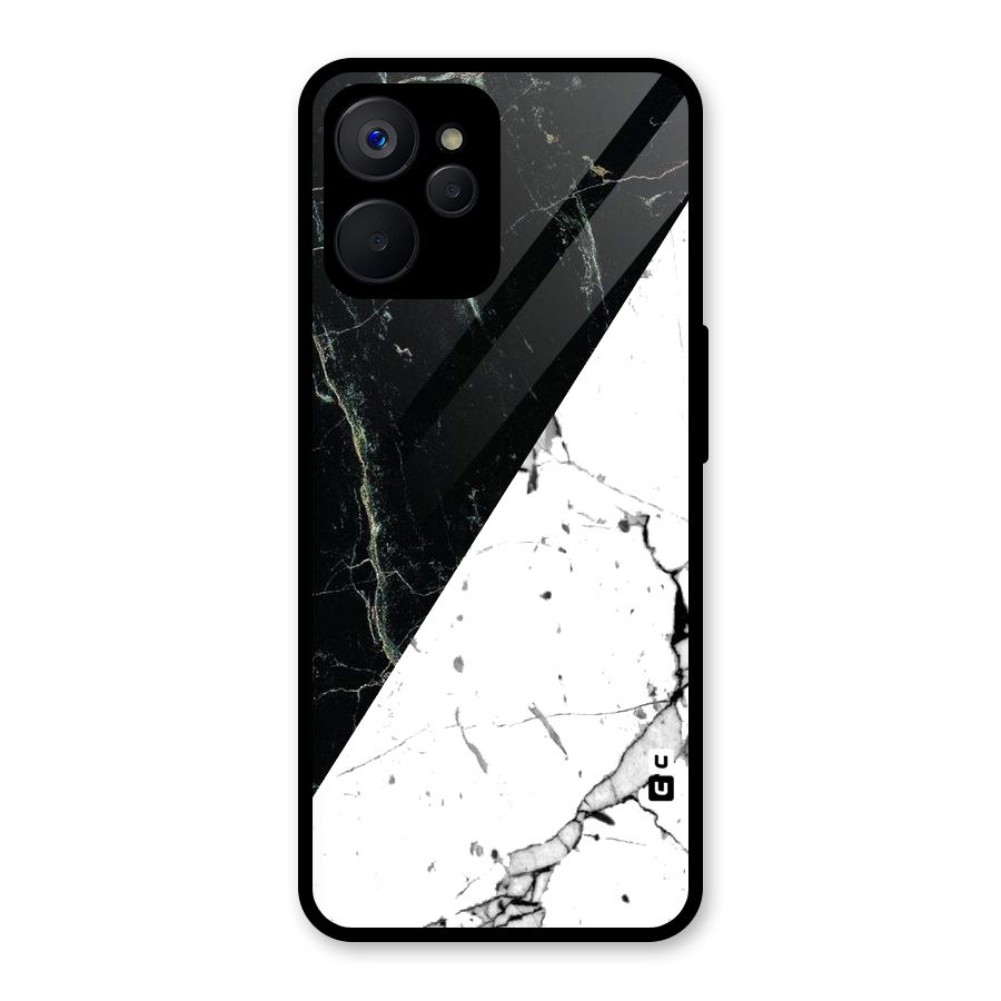 Stylish Diagonal Marble Glass Back Case for Realme 9i 5G