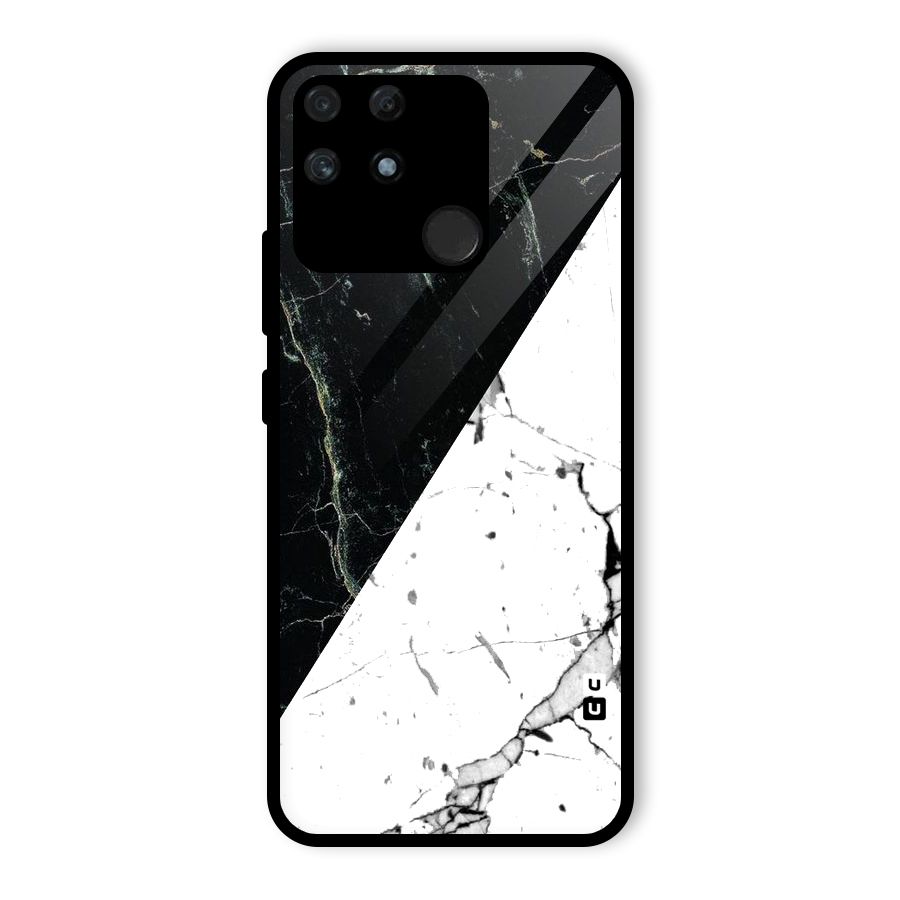 Stylish Diagonal Marble Glass Back Case for Realme Narzo 50A