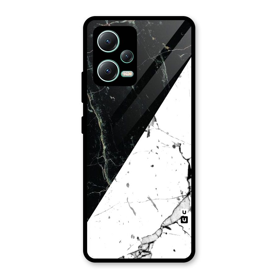 Stylish Diagonal Marble Glass Back Case for Redmi Note 12 5G