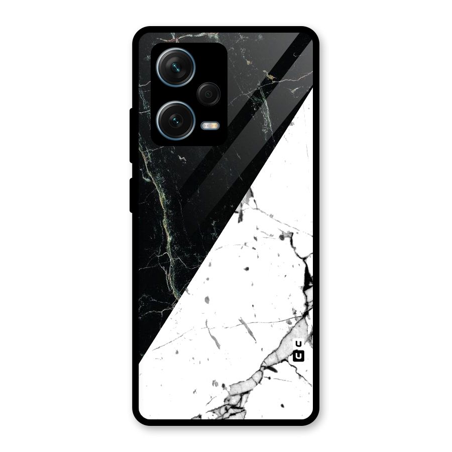 Stylish Diagonal Marble Glass Back Case for Redmi Note 12 Pro Plus 5G