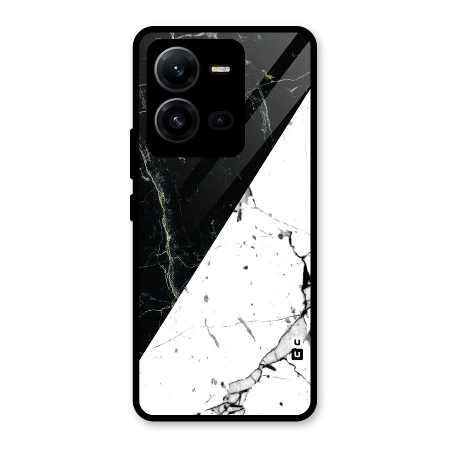 Stylish Diagonal Marble Glass Back Case for Vivo V25
