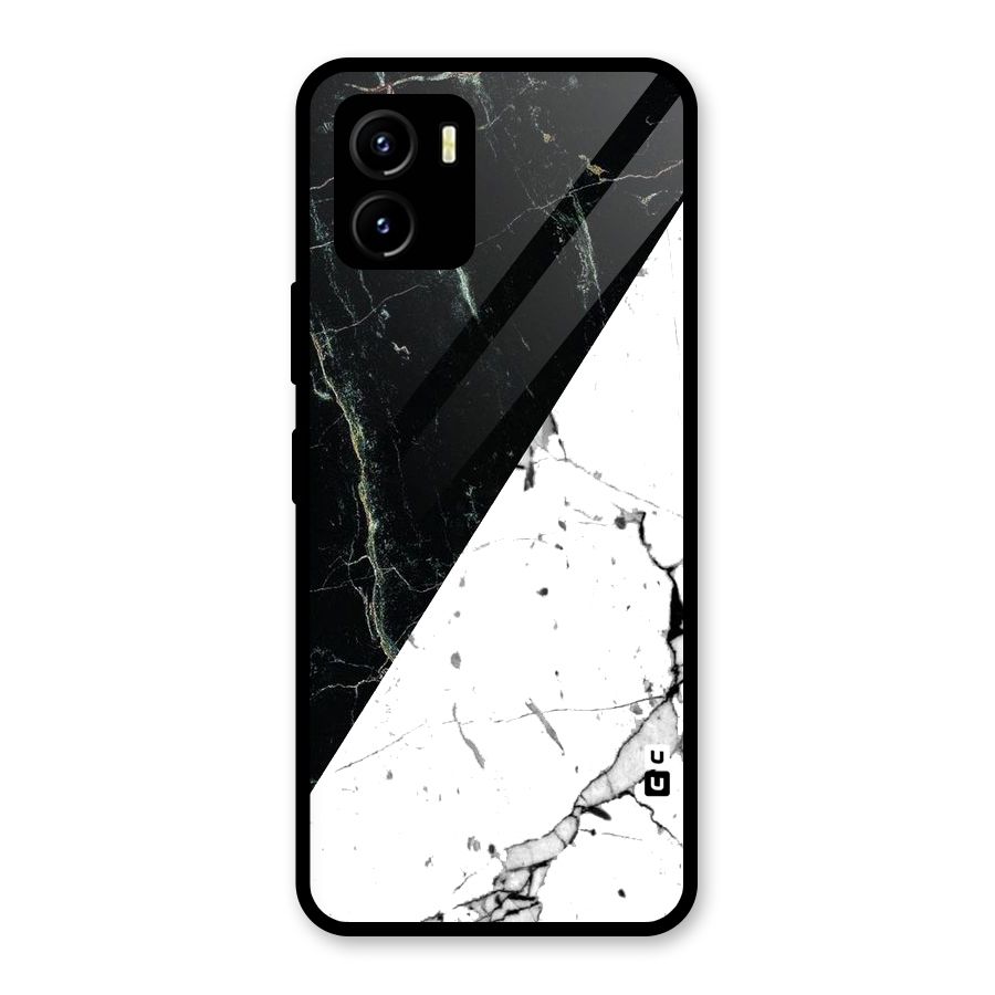 Stylish Diagonal Marble Glass Back Case for Vivo Y15s