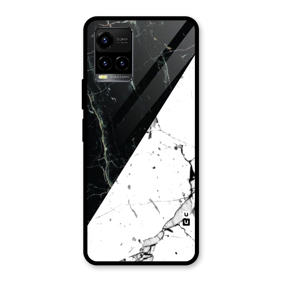 Stylish Diagonal Marble Glass Back Case for Vivo Y21T