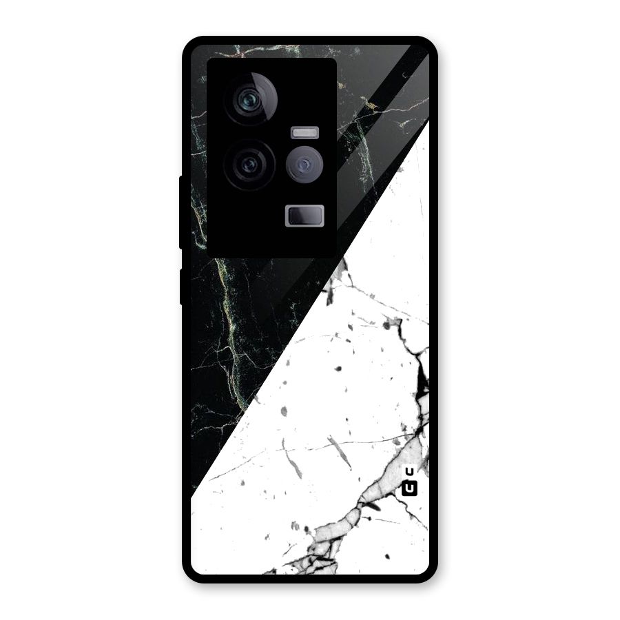 Stylish Diagonal Marble Glass Back Case for Vivo iQOO 11 5G
