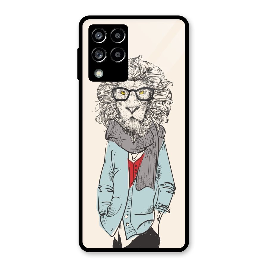 Stylish Lion Glass Back Case for Galaxy M53 5G