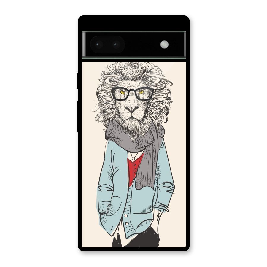 Stylish Lion Glass Back Case for Google Pixel 6a
