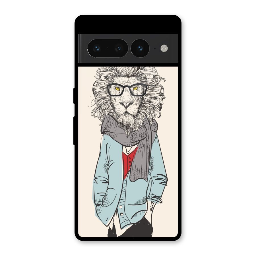 Stylish Lion Glass Back Case for Google Pixel 7 Pro