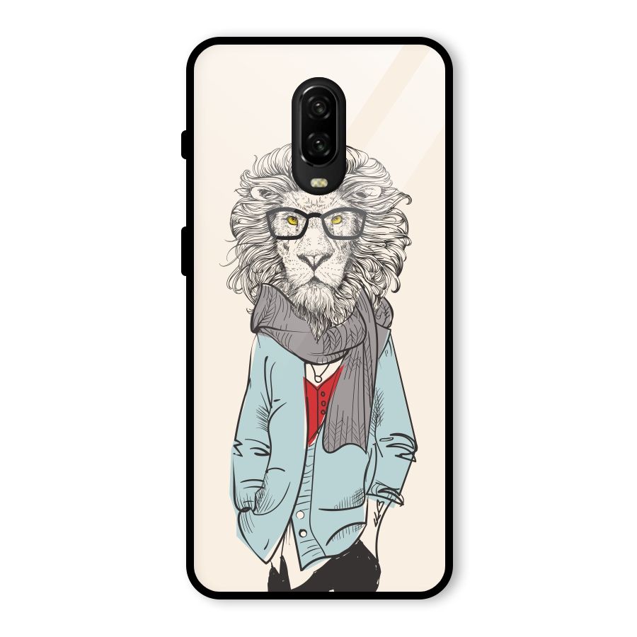 Stylish Lion Glass Back Case for OnePlus 6T