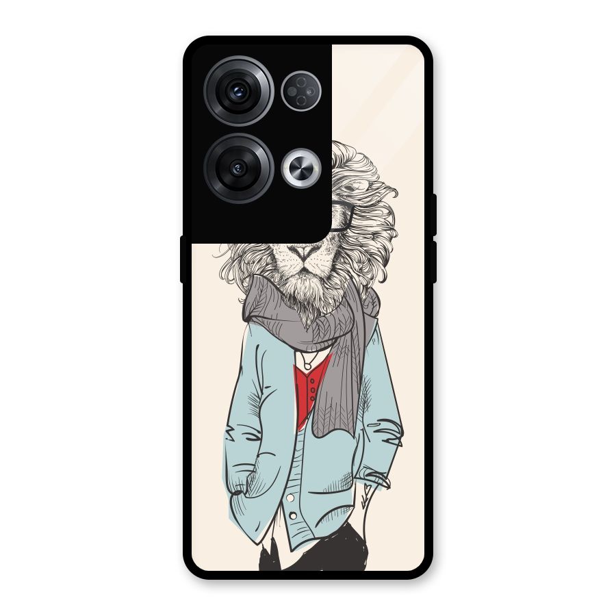 Stylish Lion Glass Back Case for Oppo Reno8 Pro 5G