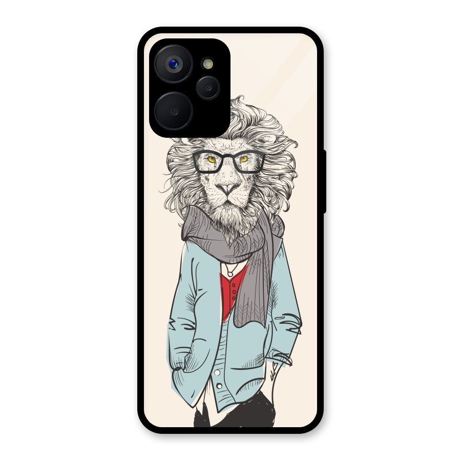 Stylish Lion Glass Back Case for Realme 9i 5G