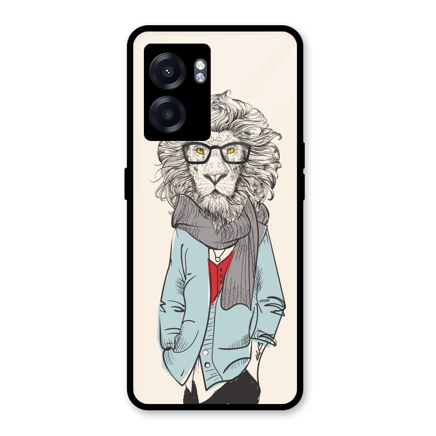 Stylish Lion Glass Back Case for Realme Narzo 50 5G
