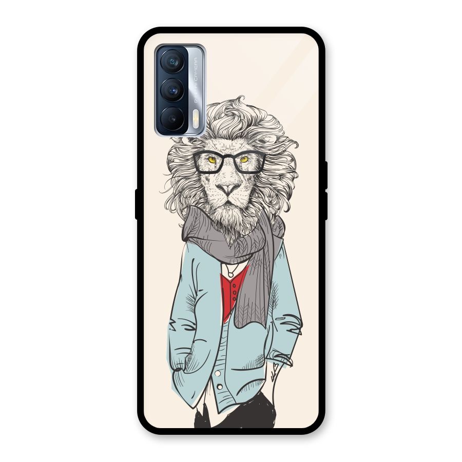 Stylish Lion Glass Back Case for Realme X7