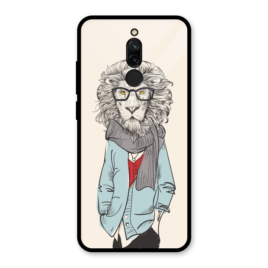Stylish Lion Glass Back Case for Redmi 8