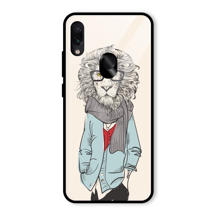 Stylish Lion Glass Back Case for Redmi Note 7 Pro