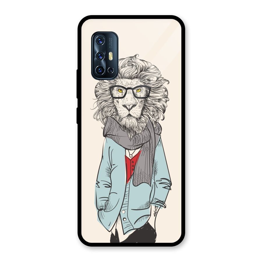 Stylish Lion Glass Back Case for Vivo V17