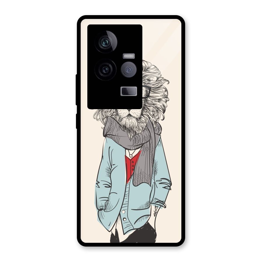 Stylish Lion Glass Back Case for Vivo iQOO 11 5G