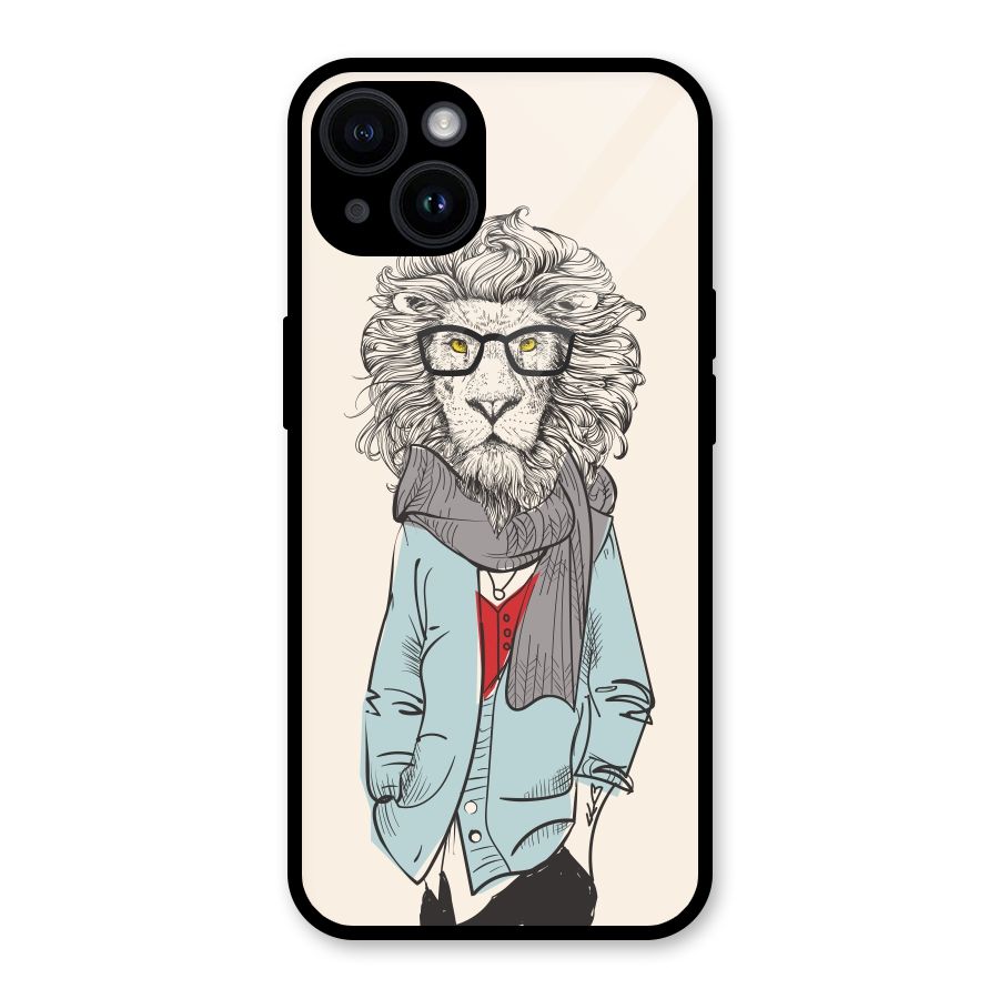 Stylish Lion Glass Back Case for iPhone 14