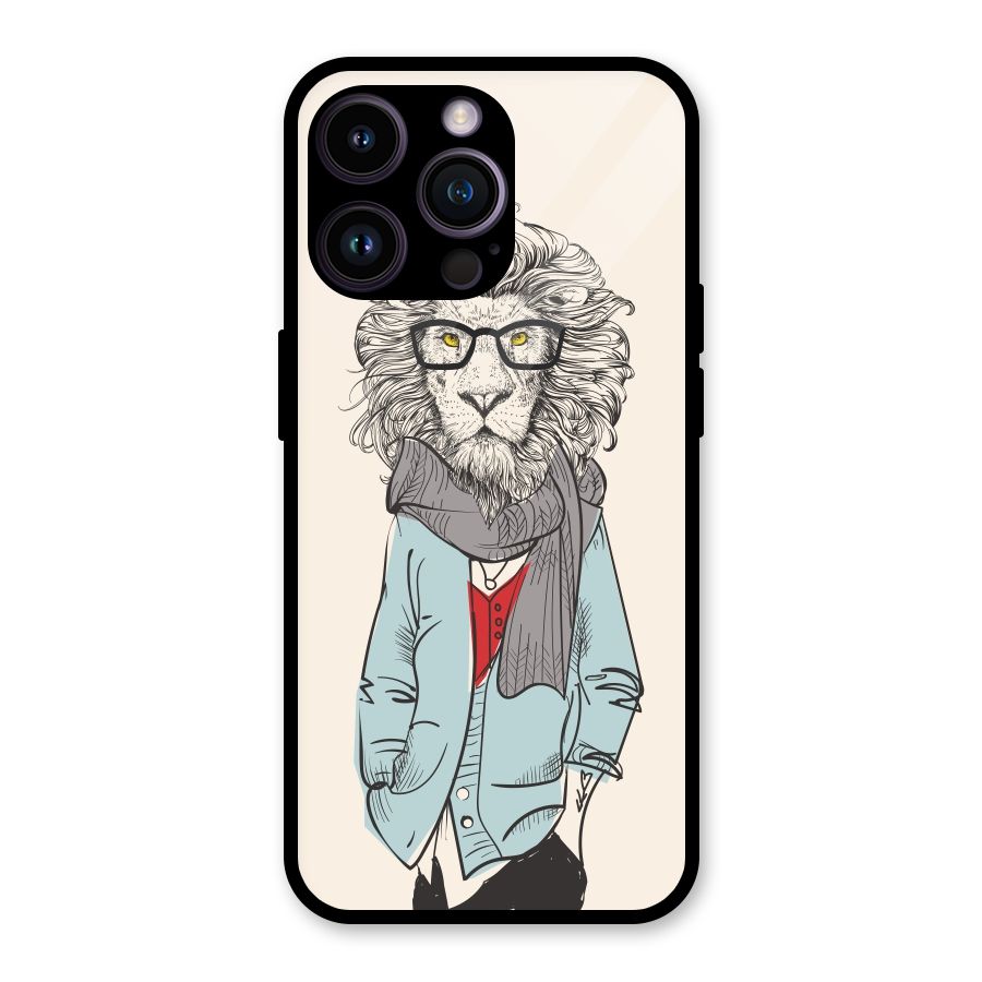 Stylish Lion Glass Back Case for iPhone 14 Pro Max