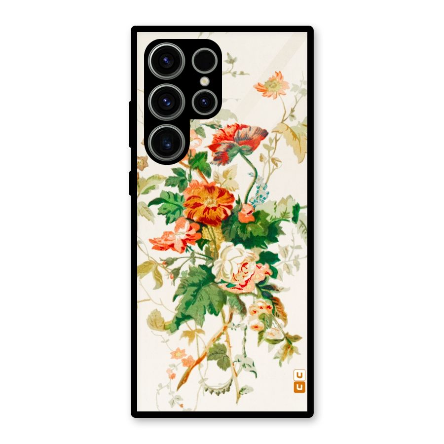 Summer Floral Glass Back Case for Galaxy S23 Ultra