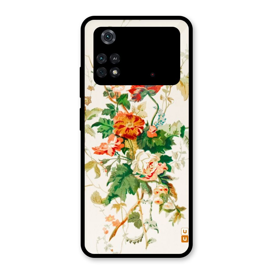 Summer Floral Glass Back Case for Poco M4 Pro 4G